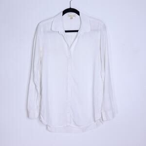 CLOTH & STONE Long Sleeve Button Up Shirt White Collared Blouse Casual Women's S
